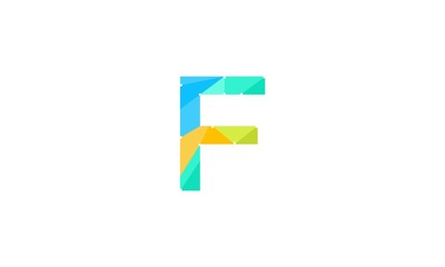 F Letter Logo Icon Mosaic Pattern Design template Element, Alphabet letter F with perfect combination of bright blue-green colors.