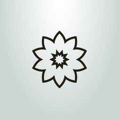 black and white linear flower bud icon
