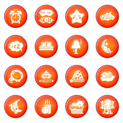 Sleeping icons set red vector