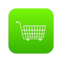 Large empty supermarket cart icon digital green