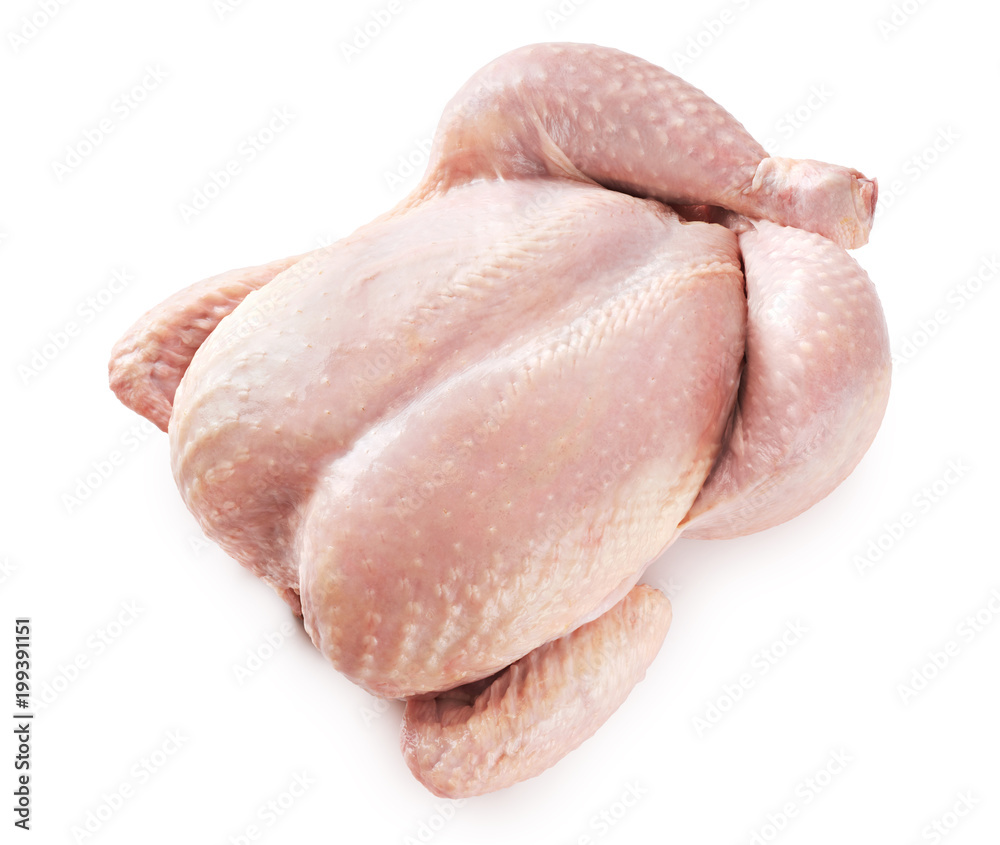 Wall mural fresh raw chicken isolated on white background.