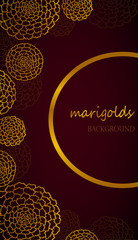Vector dark red flyer with golden marigolds