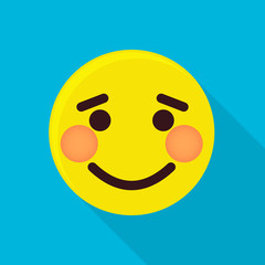 Shy emoticon icon, flat style