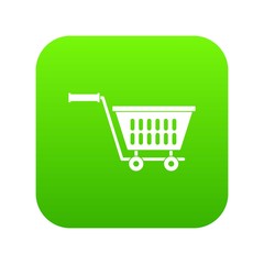 Plastic shopping trolley icon digital green