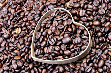  heart-shaped box full of coffee beans