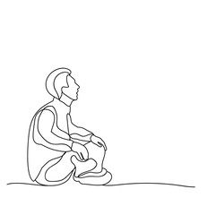 vector, isolated sketch male sitting