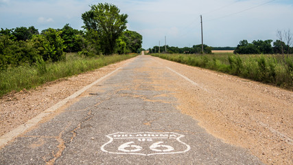 Route 66 sign on the american mother road route 66. Triangle memorial of the most known american...