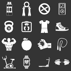Fitness icons set grey vector