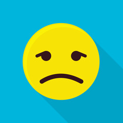 Depressed emoticon icon, flat style