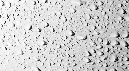 Drops of water with shadow on white background