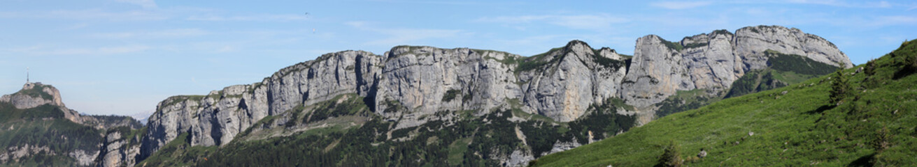 Fototapeta na wymiar Ebenalp mountain chains, Appenzell, Switzerland
