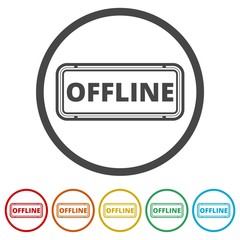 Offline sign, icon, button, 6 Colors Included