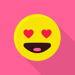 Heart emoticon icon, flat style