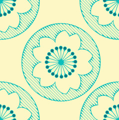 japanese style seamless pattern with cherry flower in blue