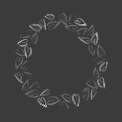 Love hearts hand drawn brush, circular frame