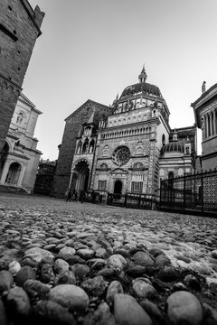 Bergamo medieval town - black and white image