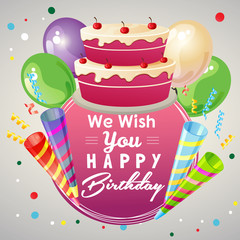 wish you happy birthday with party cake