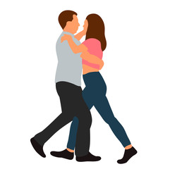 flat style guy and girl dancing, no person