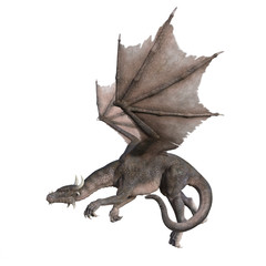 3D Rendering Fairy Tale Dragon on White
