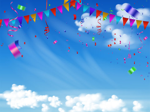 celebration background with blue sky