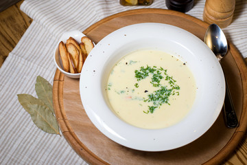 Soup cream shrimp on a tree