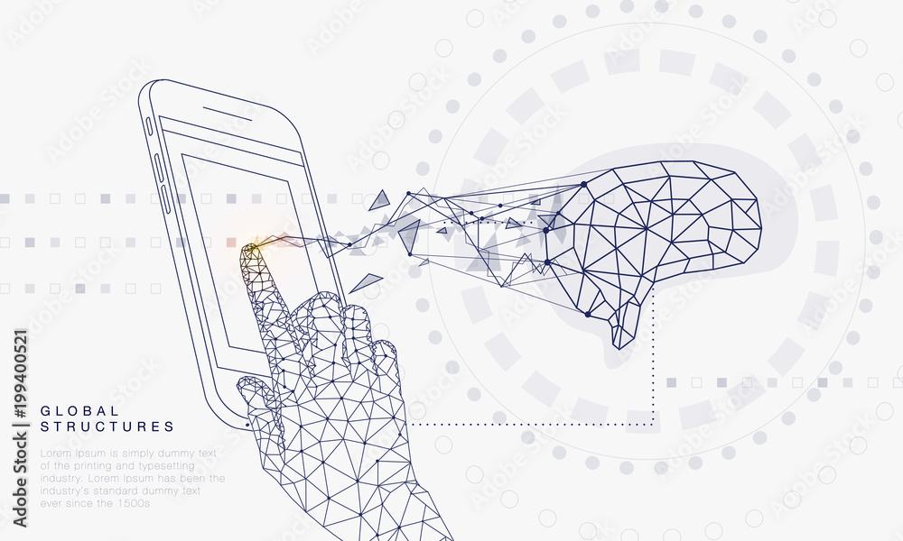 Poster innovations systems connecting people and robots devices. future technologies in automatics cyborg s