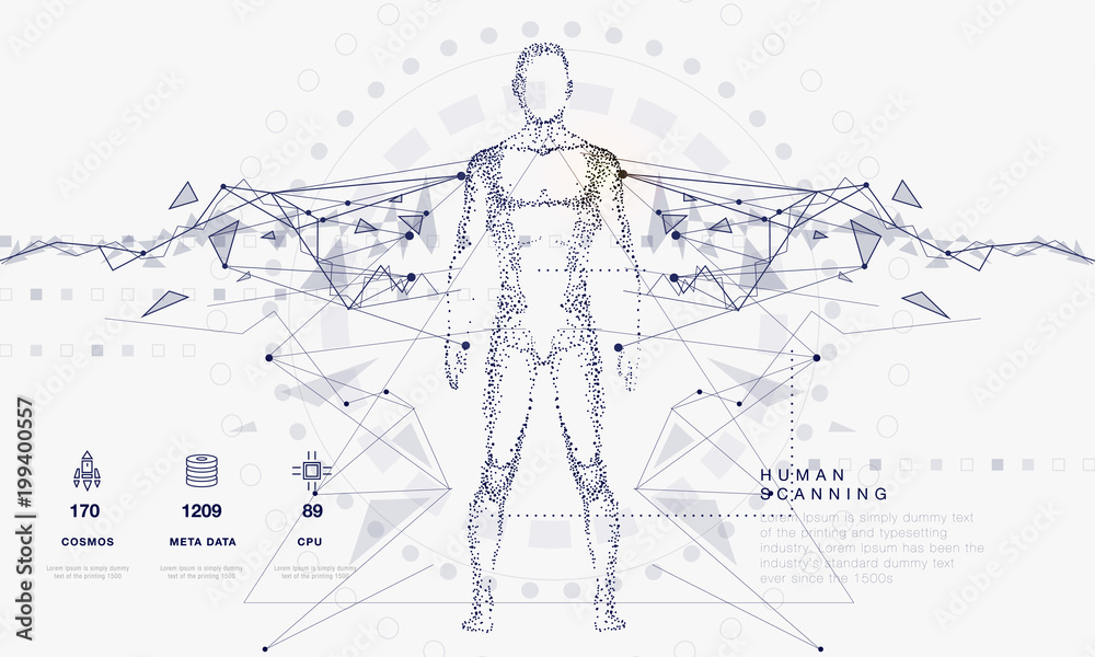Poster innovations systems connecting people and robots devices. future technologies in automatics cyborg s