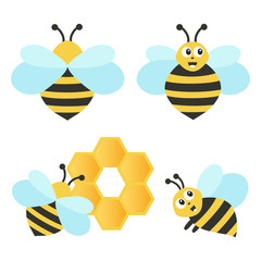 Set of funny bees. Vector illustration