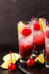 Alcoholic cocktail sour cherry gin or porch crawler