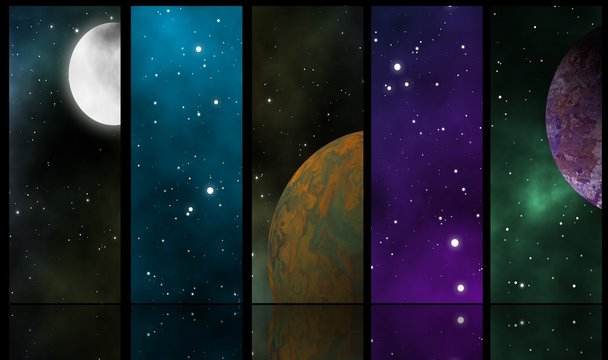 Spacescapes illustration and reflection design background