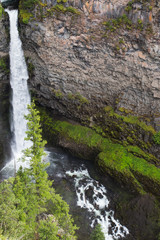 Spahats falls is a popular tourist destination in Wells Gray Provincial Park Clearwater British Columbia Canada