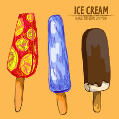 Digital vector detailed line art juicy ice cream
