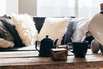 Winter tea in warm home