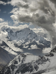Thamserku summit from Gokyo ri peak in Himalayas