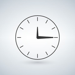Minimalistic clock or time icon, vector illustration isolated on modern background.