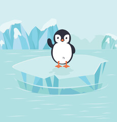 Obraz premium Penguin bird in North pole Arctic