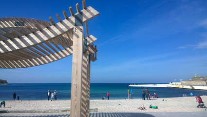 wooden construction on the beach