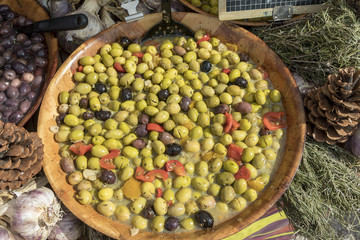 fresh olives at the market