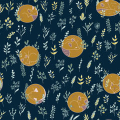 Seamless pattern with sleeping foxes. Perfect for kids apparel, fabric, textile, nursery decoration, t-shirt design.