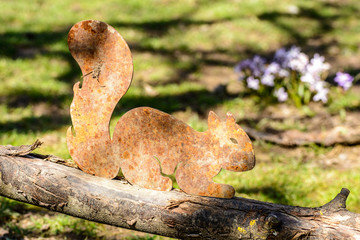 metal squirrel sculpture