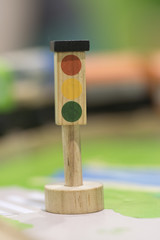 stop road sign - Toy Set Street Signs ,Play set Educational toys for preschool indoor playground(selective focus)