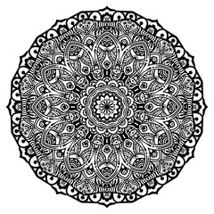 Black and white mandala vector isolated on white. Vector hand drawn circular decorative element.