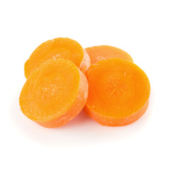 Chopped carrot slices isolated on a white background