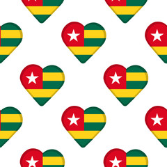 Seamless pattern from the hearts with flag of Togolese Republic.