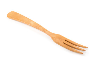 Wooden fork isolated on a white background