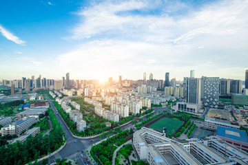 Naklejka na ściany i meble Cityscape of Shenzhen, China. Shenzhen is a major city in Guangdong Province, China.