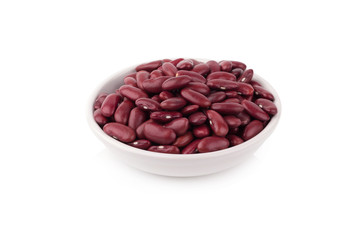 Red bean in a white bowl isolated on a white background