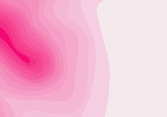 Abstract pink and white topographic contours lines of mountains. Topography map art curve line drawing background with copy space. Paper layer vector illustration.