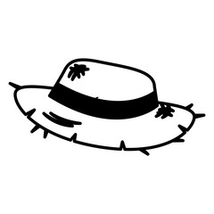 wicker hat ribbon accessory old fashion vector illustration