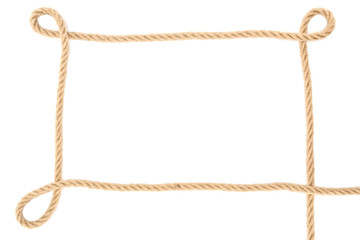 top view of brown nautical rope isolated on white